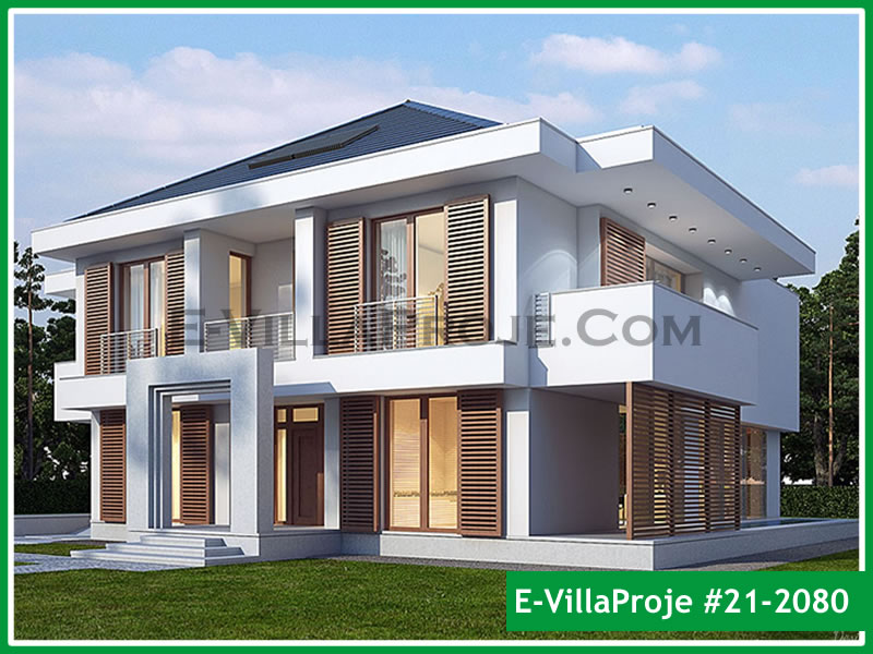 371 m² 2 Katlı (Dubleks) 5+1 Şehir Tarzı lar Çelik Konstrüksiyon Villa (Ev Villa Proje #21 - 2080) Cephe Görünümü ve Kat Planı