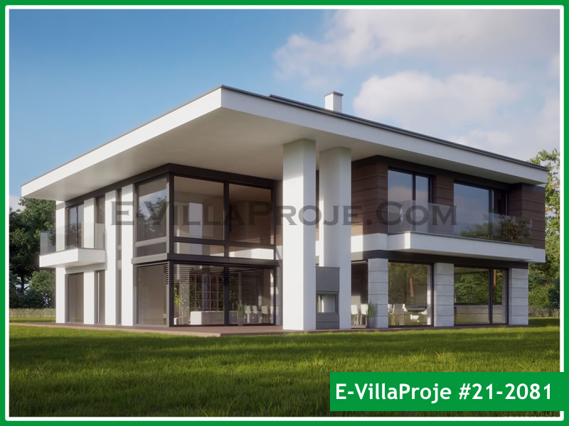 380 m² 2 Katlı (Dubleks) 5+1 Modern Çelik Konstrüksiyon Villa (Ev Villa Proje #21 - 2081) Cephe Görünümü ve Kat Planı