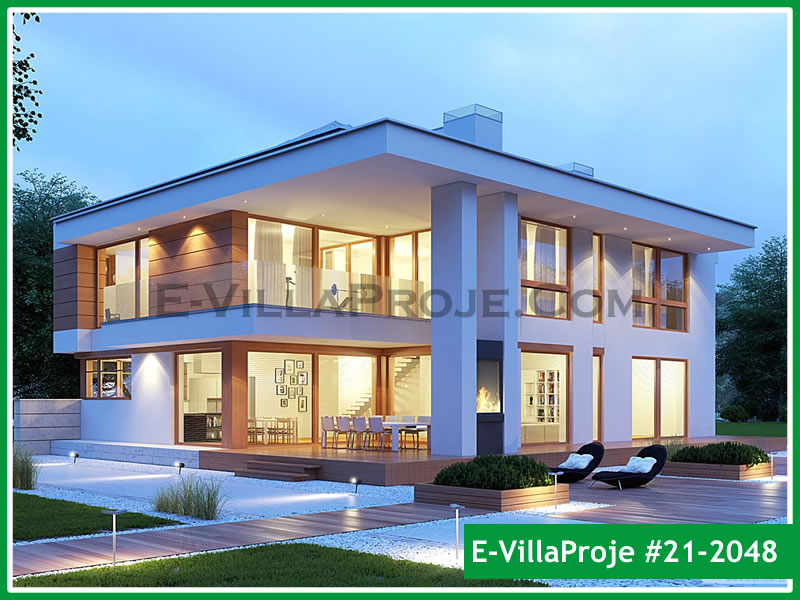 391 m² 2 Katlı (Dubleks) 5+1 Özel Tasarım  Proje Çelik Konstrüksiyon Villa (Ev Villa Proje #21 - 2048) Cephe Görünümü ve Kat Planı