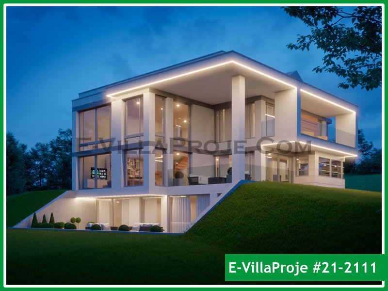 429 m² 2 Katlı (Dubleks) 5+1 Modern Çelik Konstrüksiyon Villa (Ev Villa Proje #21 - 2111) Cephe Görünümü ve Kat Planı