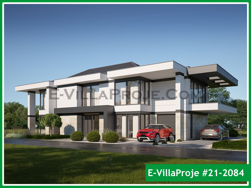 457 m² 2 Katlı (Dubleks) 5+1 Modern Çelik Konstrüksiyon Villa (Ev Villa Proje #21 - 2084) Cephe Görünümü ve Kat Planı