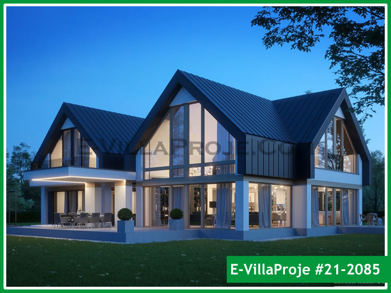 473 m² 2 Katlı (Dubleks) 5+1 Özel Tasarım  Proje Çelik Konstrüksiyon Villa (Ev Villa Proje #21 - 2085) Cephe Görünümü ve Kat Planı