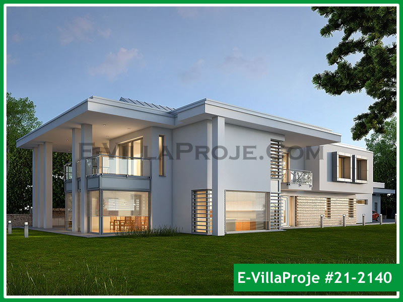 632 m² 2 Katlı (Dubleks) 5+1 Modern Çelik Konstrüksiyon Villa (Ev Villa Proje #21 - 2140) Cephe Görünümü ve Kat Planı