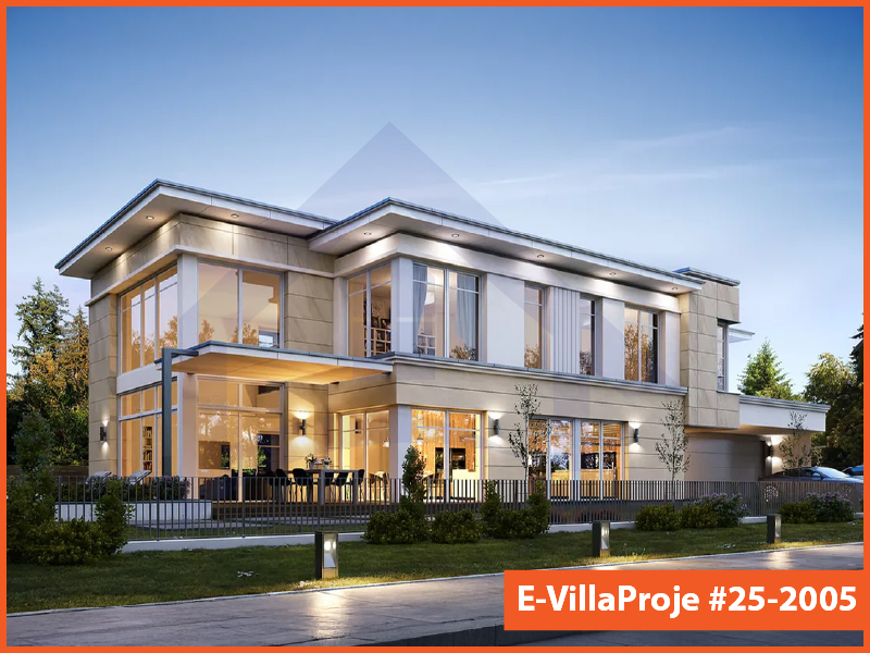 757 m² 2 Katlı (Dubleks) 5+1 Özel Tasarım  Proje Çelik Konstrüksiyon Villa (Ev Villa Proje #25 - 2005) Cephe Görünümü ve Kat Planı