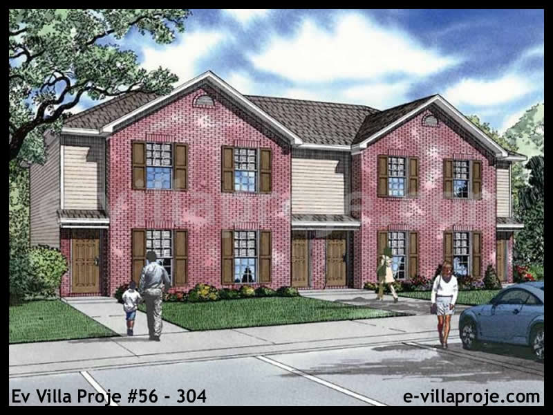 75 m² 2 Katlı (Dubleks) 2+1 Apartman Çelik Konstrüksiyon Villa (Ev Villa Proje #56 - 304) Cephe Görünümü ve Kat Planı