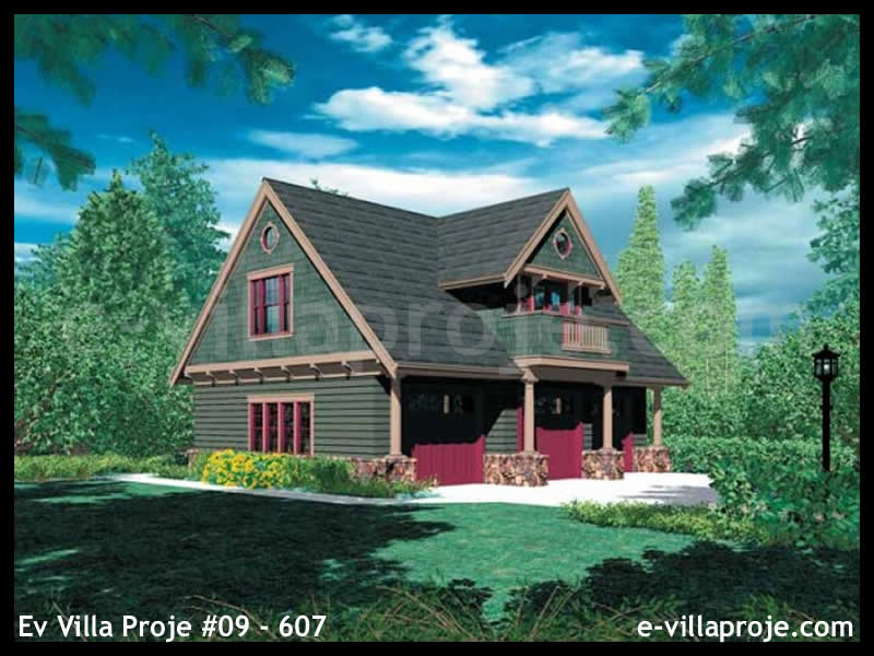 82 m² 2 Katlı (Dubleks) 2+1 Bungalov Çelik Konstrüksiyon Villa (Ev Villa Proje #09 - 607) Cephe Görünümü ve Kat Planı