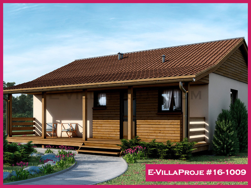 84 m² Tek Katlı 2+1 Çiftlik Çelik Konstrüksiyon Villa (Ev Villa Proje #16 - 1009) Cephe Görünümü ve Kat Planı