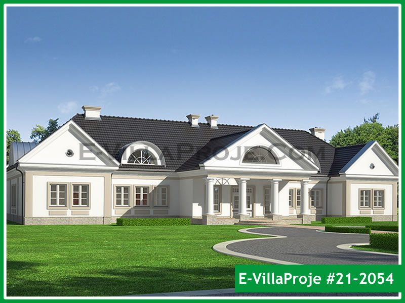 890 m² 2 Katlı (Dubleks) 5+1 Modern Çelik Konstrüksiyon Villa (Ev Villa Proje #21 - 2054) Cephe Görünümü ve Kat Planı
