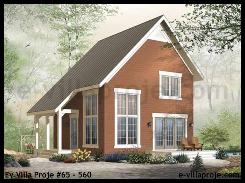 95 m² 2 Katlı (Dubleks) 2+1 Şehir Tarzı lar Çelik Konstrüksiyon Villa (Ev Villa Proje #65 - 560) Cephe Görünümü ve Kat Planı