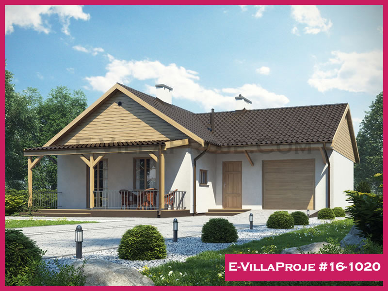 95 m² Tek Katlı 2+1 Amerikan Çelik Konstrüksiyon Villa (Ev Villa Proje #16 - 1020) Cephe Görünümü ve Kat Planı