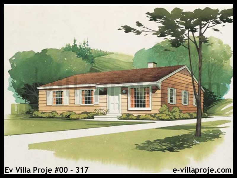 98 m² Tek Katlı 2+1 Çiftlik Çelik Konstrüksiyon Villa (Ev Villa Proje #00 - 317) Cephe Görünümü ve Kat Planı